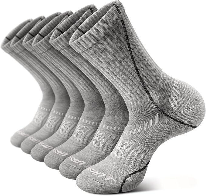BULLIANT Compression Socks for Men 6Pairs, Athletic Crew Socks Cushioned For Men Sports Running-Arch Support