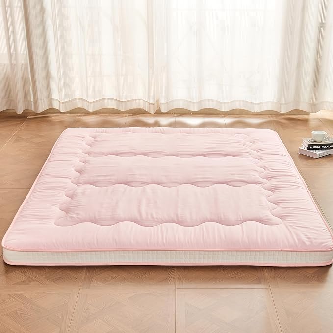 Dr.Futon Japanese Floor Futon Mattress Extra Thick Folding Roll Up Bed Topper Mat for Guest,Lounger and Tavel