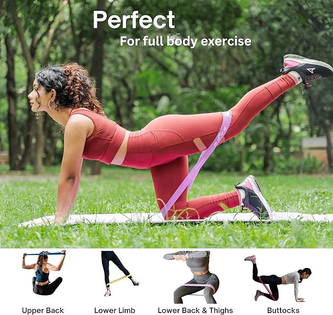 Resistance Bands Set for Women & Men –12" Heavy Duty Natural Rubber Exercise Loop Bands for Legs, Glutes, Strength Training, Stretching, Physical Therapy, Home Workouts-Pack of 5 with Carry Pouch