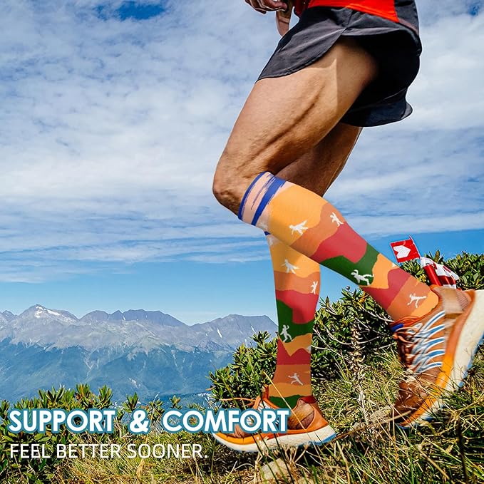 Graduated Compression Socks for Women&Men 20-30mmhg Knee High Socks Travel Hiking Running Stocking