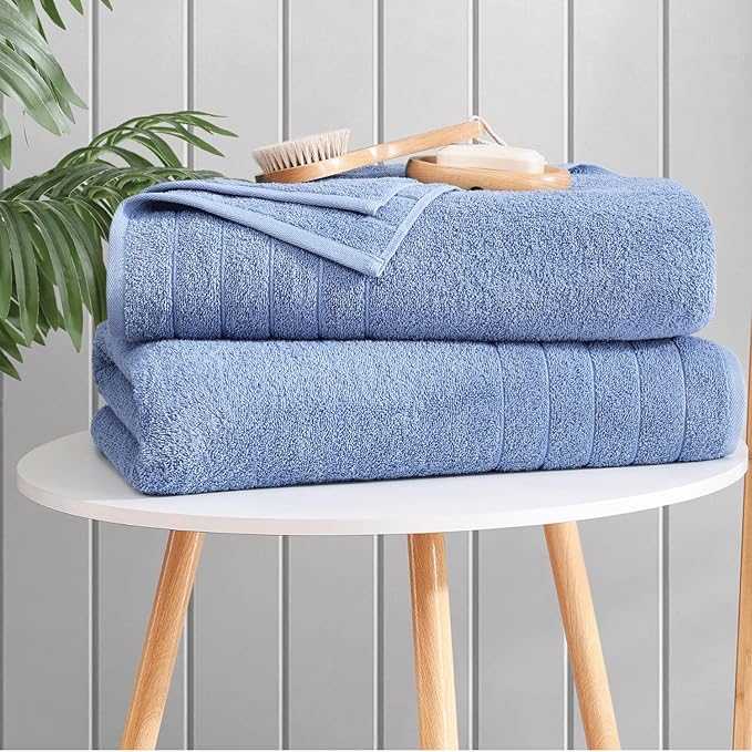 Casa Platino 2 Pack Bath Sheet Sets, 36"x72" Hotel Towels, 100% Cotton, Quick Dry, Soft - Cerulean Blue