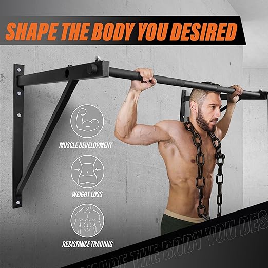 Yes4All Heavy Duty Wall Mounted Pull Up Bar – Multi-Grip Pull Ups / Pull Up Bar Ceiling Mount / Joist Mount for Home Gym