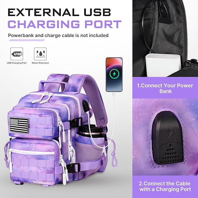 15L Mini Tactical Backpack Small Tactical Backpack for Women, Military Backpack for Gym, Hiking, Daily (Purple Nebula-15L)
