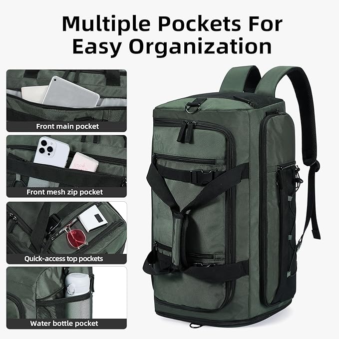 CLUCI Gym Bag for Men & Women, 35L Sports Duffle Bag for Travel,4 in 1 Weekender Bag,Overnight Backpack with Shoe Compartment,Carry on Duffel Bag for Airplane