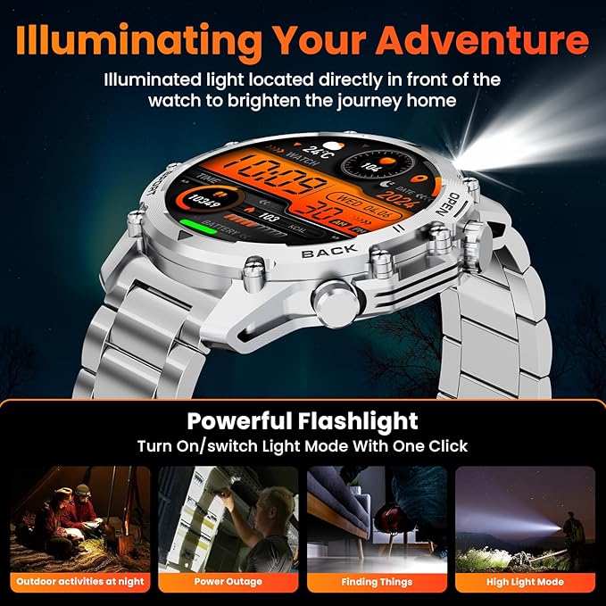 Hwagol Smart Watches for Men(Calls/Answer), 1.52'' Military Smart Watch for Android iPhone,100+ Sport Modes/Heart Rate/Sleep Monitor, A Fitness Tracker