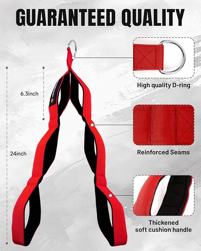 MANUEKLEAR Tricep Rope Cable Attachment Handles, Greater Range of Motion, Tricep Pull Down Rope for Push Downs, Crunches, Facepulls for Professional Gym