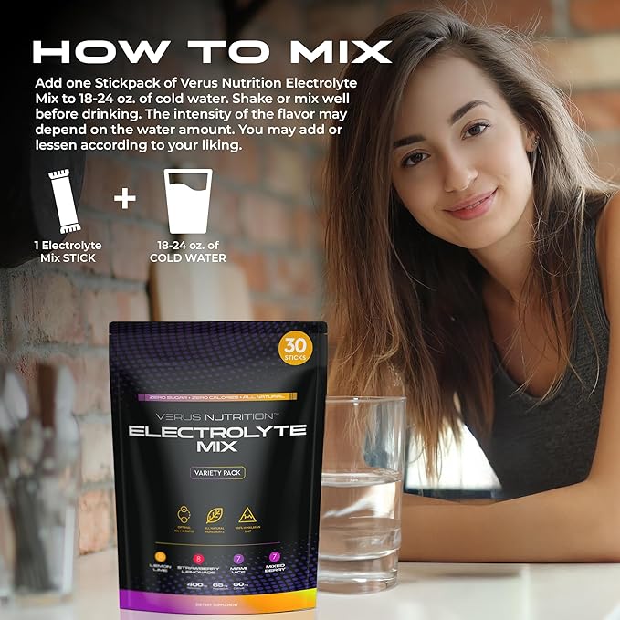 Electrolytes Hydration Sticks No Sugar - Zero Calorie Variety Pack | Sugar Free Electrolytes for Keto & Vegan | Natural Ingredients Electrolyte Mix for Energy Boost, 30 Servings