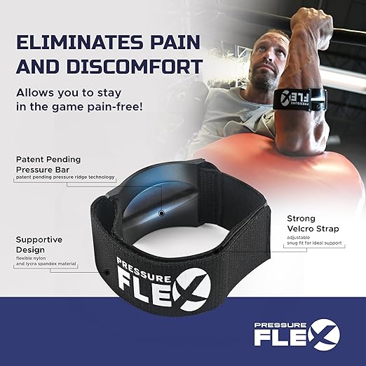 Tennis Elbow Brace for Men - Golfers Elbow Brace for Men, Forearm Compression Tendonitis Relief Arm Band, Adjustable Strap with Pressure Ridge Bar, Forearm Support Strap for Quick Recovery