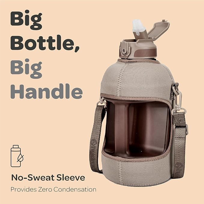 Hydracy Water Bottle with Time Marker -Large BPA Free Water Bottle & No Sweat Sleeve -Leak Proof Gym Bottle with Fruit Infuser Strainer & Times to Drink -Ideal for Fitness Sports & Outdoors