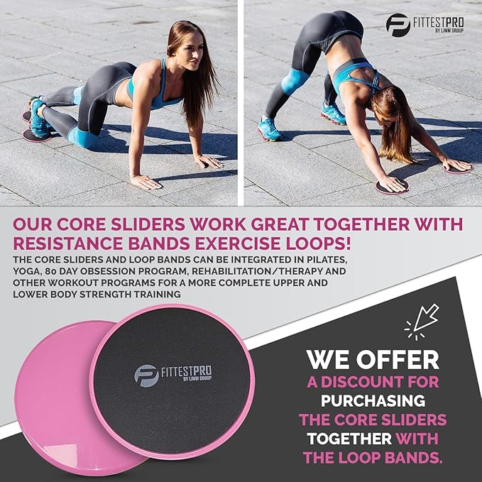 Core Sliders for Working Out - Exercise Sliders Fitness, Stability, Ab, Legs & Full Body (Set of 2) - Bonus Carry Bag & Workout Ebook - Gym Gliding Disc Pads for Hardwood, Carpet & More