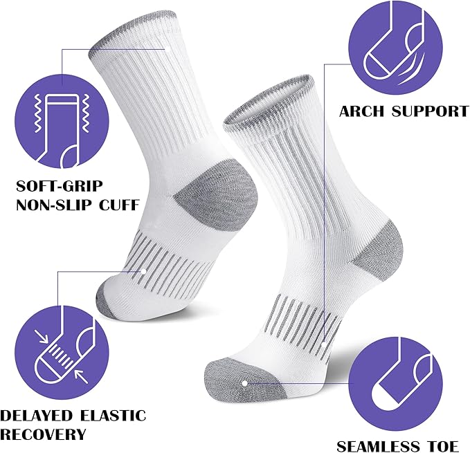 Gonii Women Socks Hiking Running Thick Cushion Athletic Crew Socks 5-Pair