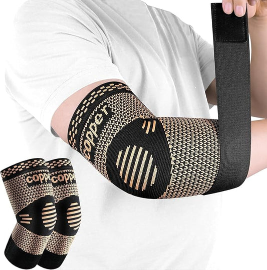 Copper Elbow Sleeve,Elbow Compression Sleeve, Elbow Brace For Tendonitis and Tennis Elbow,Golfers, Arthritis, Bursitis. Elbow Pain Relief,Weightlifting, Fit for Men & Women