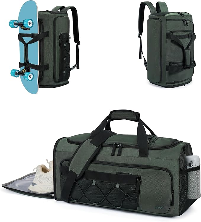 CLUCI Gym Bag for Men & Women, 35L Sports Duffle Bag for Travel,4 in 1 Weekender Bag,Overnight Backpack with Shoe Compartment,Carry on Duffel Bag for Airplane
