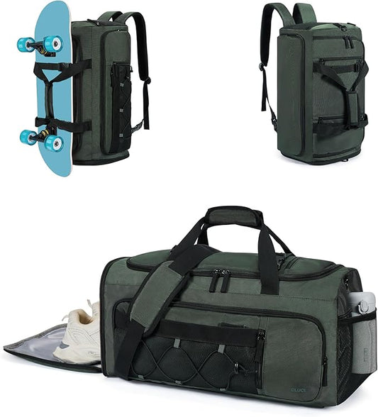 CLUCI Gym Bag for Men & Women, 35L Sports Duffle Bag for Travel,4 in 1 Weekender Bag,Overnight Backpack with Shoe Compartment,Carry on Duffel Bag for Airplane