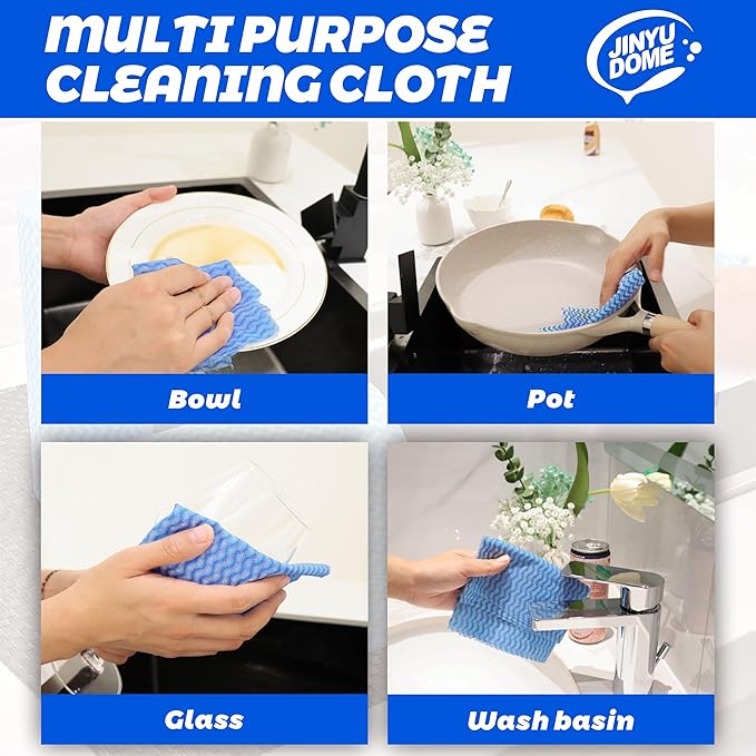 Handi Wipes Reusable Cloths, Blue Disposable Kitchen Cleaning Towel Roll, Heavy Duty J Cloth,100 Count