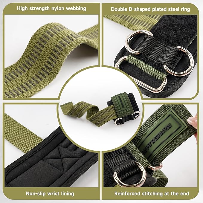 MANUEKLEAR Non-Slip Wrist Straps for Weightlifting Deadlifting, Gym Lifting Straps with D Rings for Cable Machine Workout, 10mm Neoprene Padded Weight lifting Wrist Wraps for Men Women