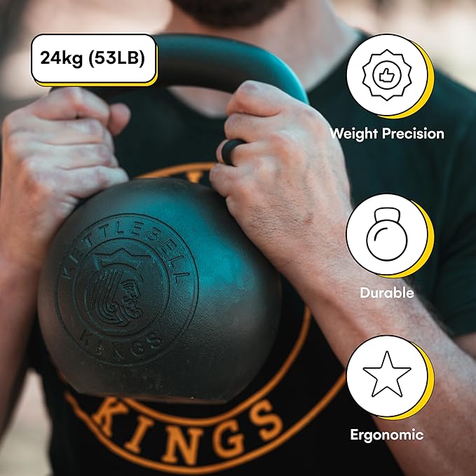 Kettlebell Kings Powder Coated Kettlebell Weights - 9-97 lb Strength Training Kettlebells for Men and Women - Hand Weights Workout Gym Equipment - Weights Set for Home Gym- New