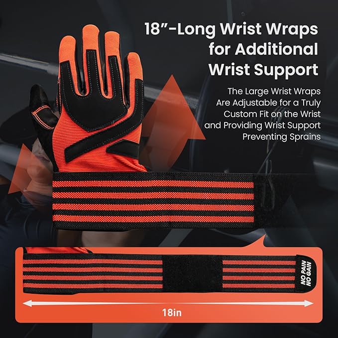 FINGER TEN Weightlifting Workout Gloves Full Half Finger with Wrist Strap Support, Padded Grip for Weight Lifting Gym Fitness Exercise Training Men Male