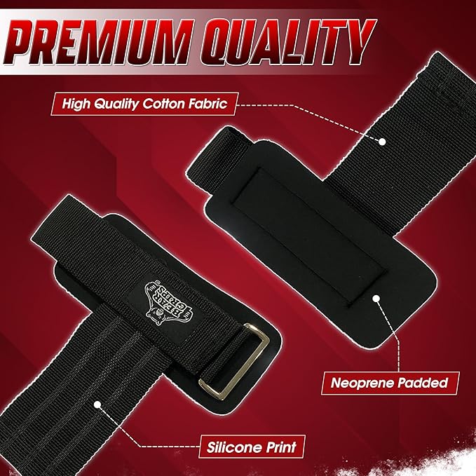 Bear Grips Lifting Straps - Gym & Weightlifting Straps for Men & Women, Deadlift Support, 2 Pairs