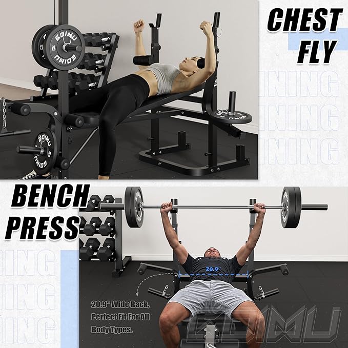 Z3 900LBS Olympic Weight Bench Set with Leg Extension, 9 in 1 Workout Press with Preacher Curl Pad and LAT Pulldown, Multi-Function Strength Training Bench for Home Gym