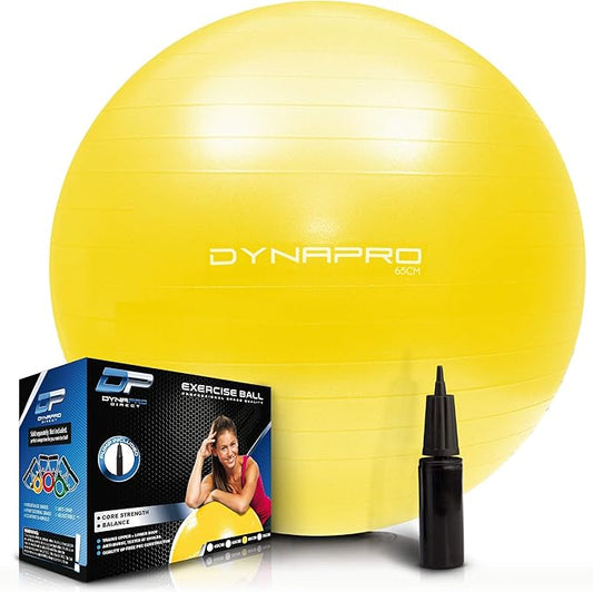 DYNAPRO Exercise Ball Extra Thick Eco-Friendly & Anti-Burst Material Supports over 2200lbs, Stability Ball for Home, Yoga, Gym, Birthing, Physio, Swiss, Physical Therapy or Pregnancy