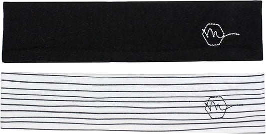 Maven Thread Women's 2" Wide Non Slip Sweat-Wicking Headband for Exercise and Yoga, 2-Pack