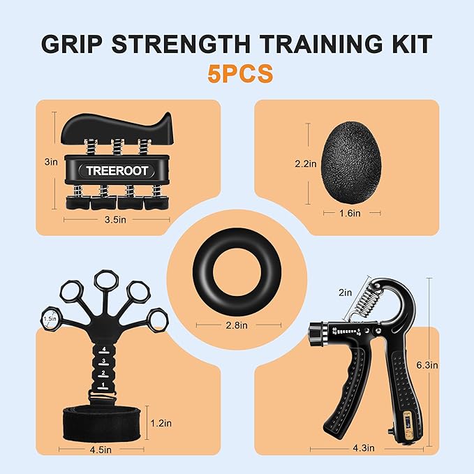 10PCS Grip Strength Trainer Kits, Hand Gripper Strengthener, Forearm Strengthener, Forearm Exerciser, Finger Grip Strengthener, Wrist Strengthener, Stress Relief Ball, Grip Ring, for Muscle Building, Hand Exercisers for Therapy