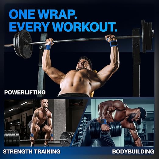 Modvel Adjustable Wrist Wraps for Gym & Lifting – Thick, Breathable Support Straps for Wrist Stability, Comfort & Grip – Ideal for Weight Training, CrossFit & Gym Workouts – Blue/Black (2-Pack)