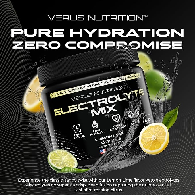 Electrolytes Powder No Sugar- Zero Calorie Hydration Powder | Sugar Free Electrolytes for Fasting, Keto & Vegan | Natural Ingredients Electrolyte Mix for Energy Boost, 60 Servings