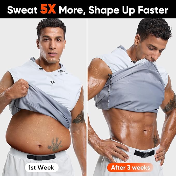 HOTSUIT Sauna Shirt for Men Anti-Rip Men's Heat Trapping Pullover Vest Hoodies Tank Top for Boxing Exercise