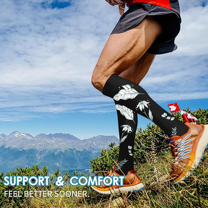 Graduated Compression Socks for Women&Men 20-30mmhg Knee High Socks Travel Hiking Running Stocking