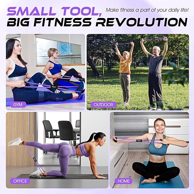 Figure 8 Resistance Band, Exercise Bands for Back, 8 Shaped Resistance Bands for Arms, Shoulder, Leg Stretching, Physical Therapy, Yoga, Pilates, Home Gym Workout Equipment for Women Men