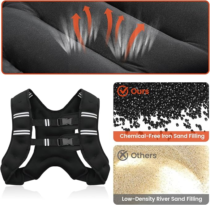 Weighted Vest, 6lb/8lb/12lb/16lb/20lb/25lb/30lb Weight Vest for Men Women, Body Weight Vests Adjustable with Reflective Stripe for Strength Training, Running, Training Workout, Jogging, Walking