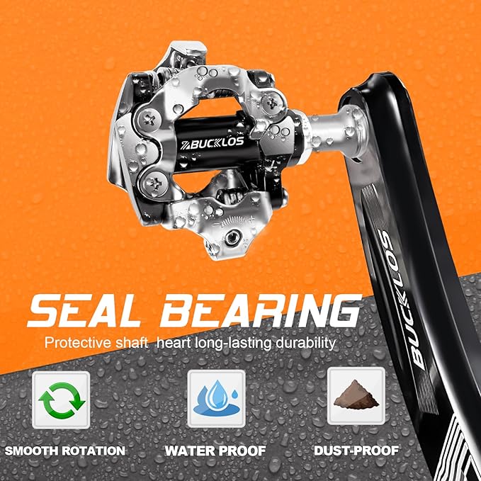 BUCKLOS SPD Clip Pedals PD-M760/M780 MTB Mountain Bike Clipless Dual Sided Pedals - Road Bike Spin Bike Sealed Bearing Bicycle Clips in Pedal Compatible with Shimano SPD Cleats (9/16" Aluminum)