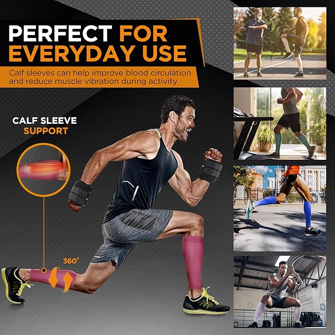 Doc Miller Compression Calf Sleeve for Men & Women, Premium Medical Grade, 15-20mmHg Graduated Support for Running, Calf Tear, Shin Splints, Knee High, Calf Sleeves, 1 Pair