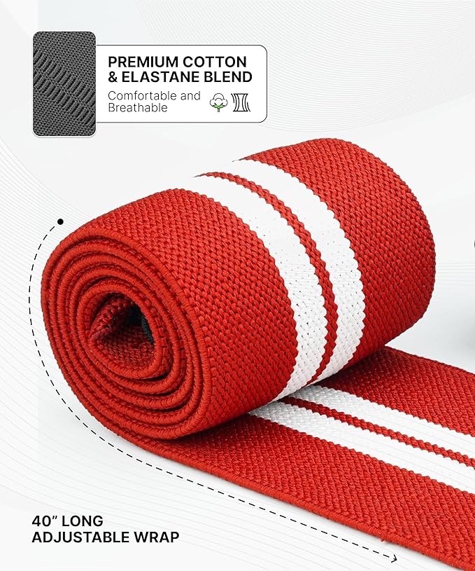 DMoose Fitness Elbow Wraps for Weightlifting (Pair) 40" Adjustable Brace for Joint Support, Pain Relief & Tendonitis - Elbow Straps for Weight Lifting, Bench Press & Gym Workouts, Band for Men & Women