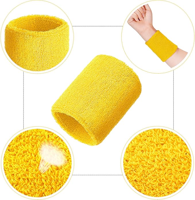 12 Pack Sweatbands Sports Wristband Cotton Sweat Band for Men and Women, Good for Tennis, Basketball, Running, Gym, Working Out