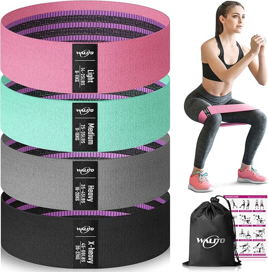 WALITO Resistance Bands for Working Out, Fabric Exercise Bands for Legs and Butt, Workout Bands for Women and Men, Booty Band for Yoga Starter Set, Pilates, Rehab, Fitness and Home Workout