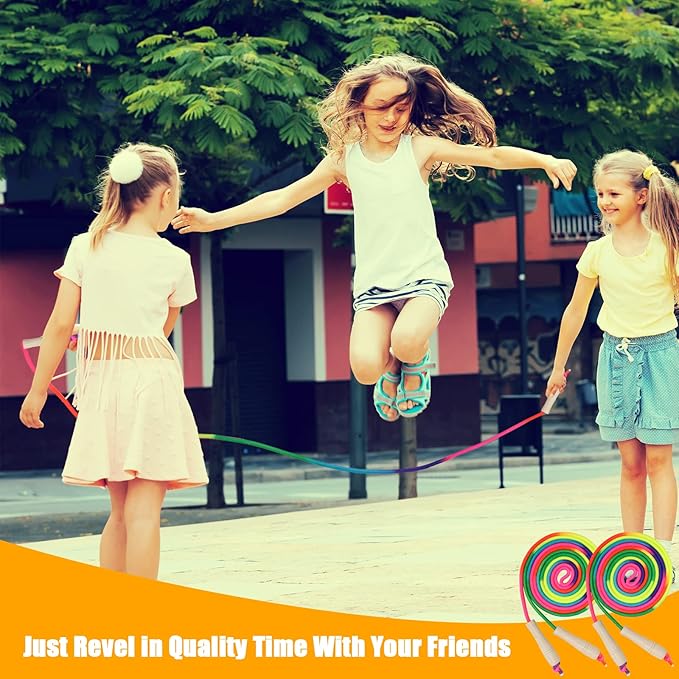 Coolrunner 16 FT Long Jump Rope(2 PACK), Double Dutch Jump Ropes, Soft Beaded Skipping for Kids Adults, Plastic Segmented Long Enough for 4-5 Jumpers