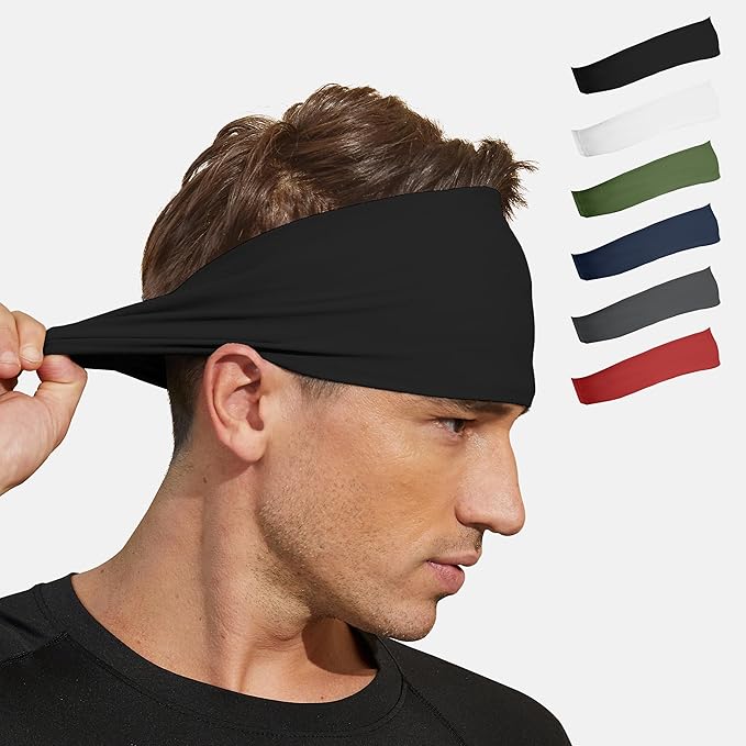 VIMPEP Tenacious Sports Headbands for Men Soft Feeling Non Silp Sweatband Workout Headband for Running,Cycling,Basketball,Tennis,Yoga Fitness Stretchy Quick-Dry Hairband for Unisex (3/4/6 Pack)