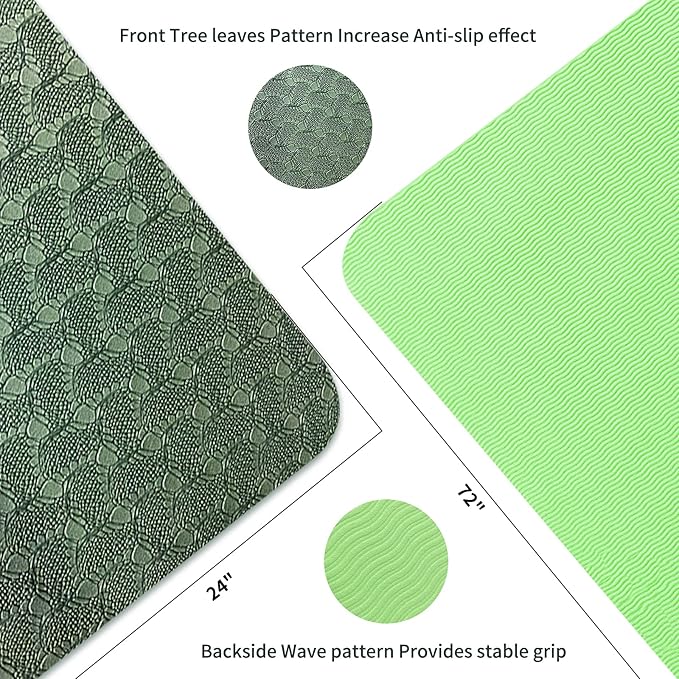 Yoga Mat 1/3 inch QMKGEC Exercise Mats 8mm TPE Non-Slip Extra Thick High-Density Eco Friendly for Yoga Workout Pilates Yoga Mats for Women Men