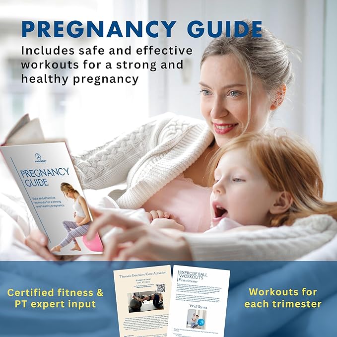ProBody Pilates Pregnancy Ball - Yoga Ball for Pregnancy with Book, Prenatal, Labor & Postnatal Maternity Exercise
