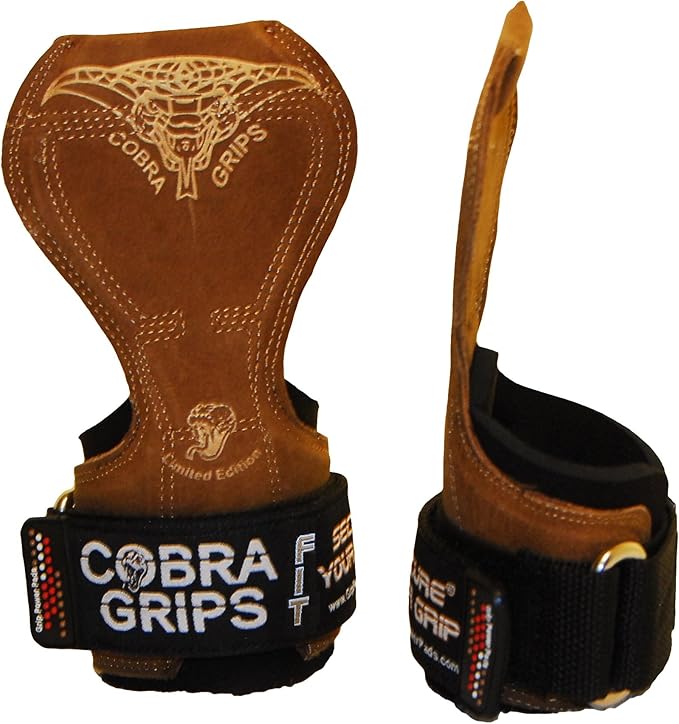 Cobra Grips FIT Leather Weight Lifting Gloves Heavy Duty Straps, Alternative to Power Lifting Hooks, Power Lifting For Deadlifts With Built in Adjustable Neoprene