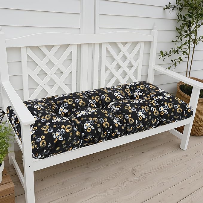 Outdoor Bench Cushion Waterproof, Tufted Bench Seat Cushion 36 x 15 Inch, Patio Wicker Indoor Seat Pads for Outside Garden Patio Balcony