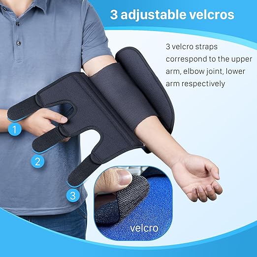 Cubital Tunnel Elbow Splint, Ulnar Nerve Night Brace, for Women & Men, Arm Elbow Splint Support for Left and Right, Built-in 3 Support Plates -S/M