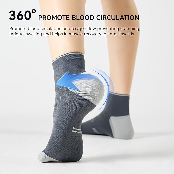 CS CELERSPORT 2/5 Pairs Ankle Compression Socks for Men and Women Running Athletic Socks