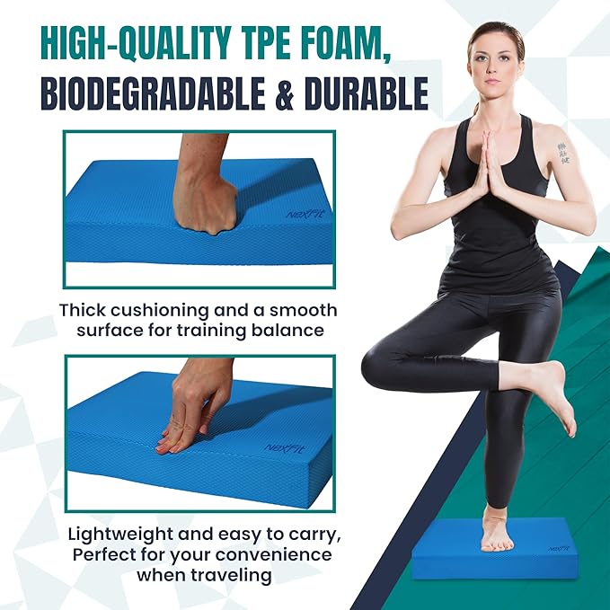 High-Density Balance Pad - Durable TPE Foam Balance Pad Physical Therapy, Foam Exercise Pad with Non-Slip Surface, Lightweight for Home & Gym Workouts, Core Strength & Balance Enhancement