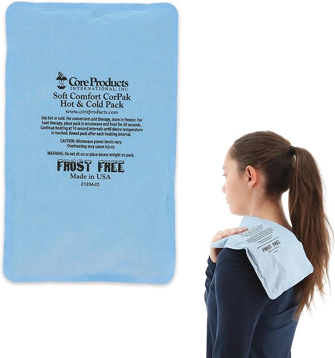 Core Products Soft Comfort CorPak – Reusable Hot & Cold Therapy Pack, Ice Pack for Injuries, No-Frost Compress for Muscle, Back & Joint Pain Relief – 6" x 10", Made in USA