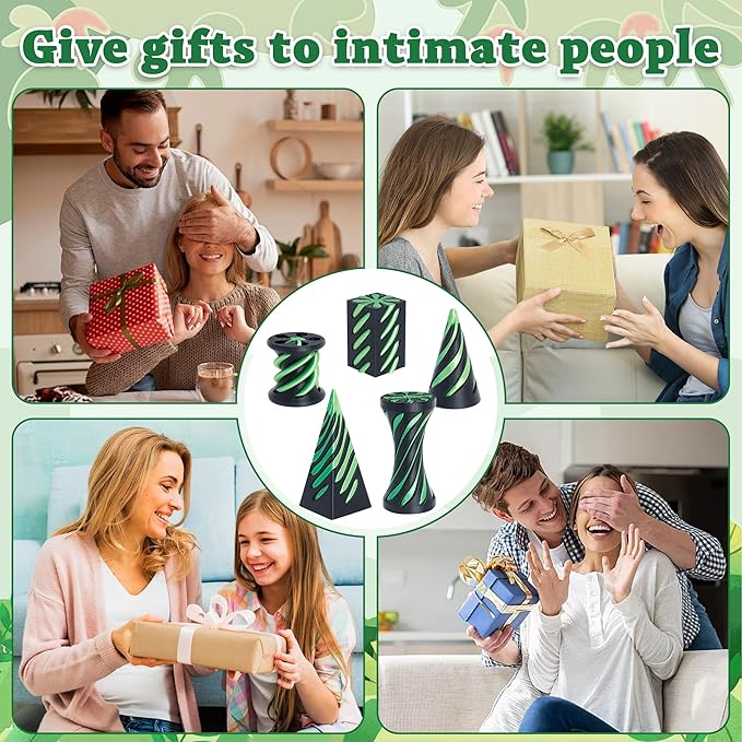 5 Packs Impossible Cone Fidget Toy, 3D Printed Spiral Cone Fidget Toy for Anxiety Relaxing, Impossible Pyramid Passthrough Birthday Party Gift for Adults & Kids Desk Decor(Black+Yellow Green)