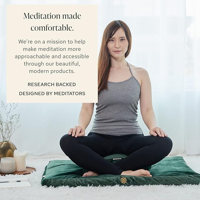 Mindful & Modern Zabuton Meditation Mat - Cotton Filled Yoga and Meditation Pad - Zabuton Meditation Cushion for Kneeling and Sitting Support - Large Rectangular Sitting Floor Pillow for Bench or Zafu